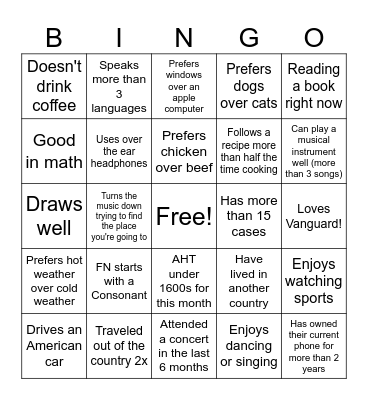 Team Miley Bingo Card