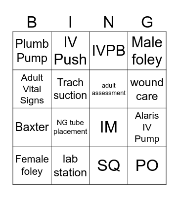 Skills Blackout Bingo Card