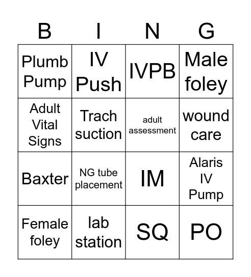 Skills Blackout Bingo Card