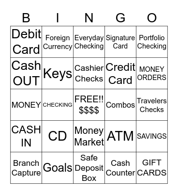 Bankers Bingo Card