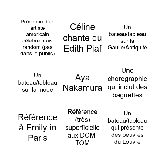 Un peu plus facile Bingo Card