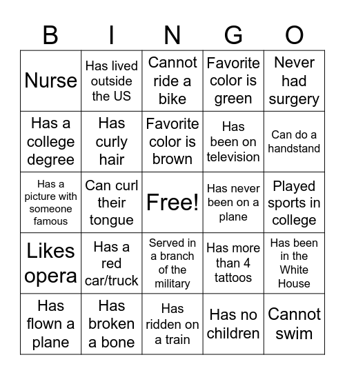 BLANE FAMILY BINGO Card