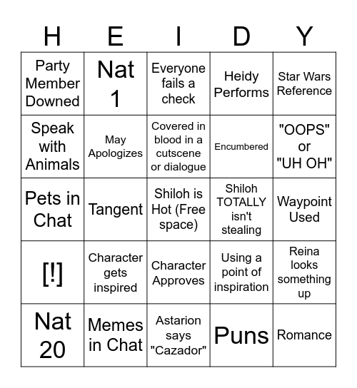 BG3 Cos & May Edition: Act Three Bingo Card