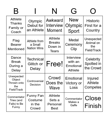 Paris Olympics Bingo! Bingo Card