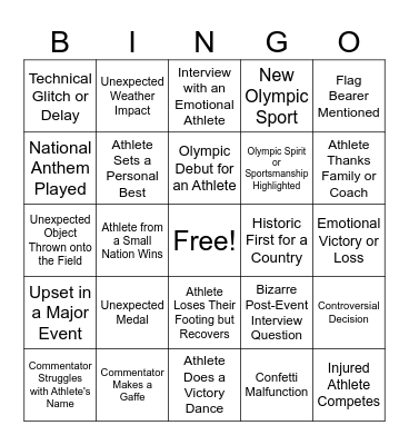 Paris Olympics Bingo! Bingo Card