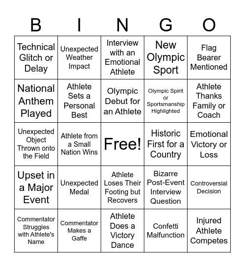 Paris Olympics Bingo! Bingo Card