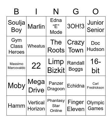 Pixar Characters & Sega Bingo Card