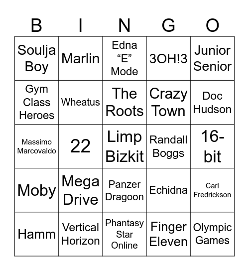 Pixar Characters & Sega Bingo Card