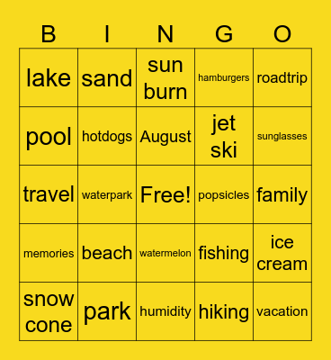 Summer Bingo Card