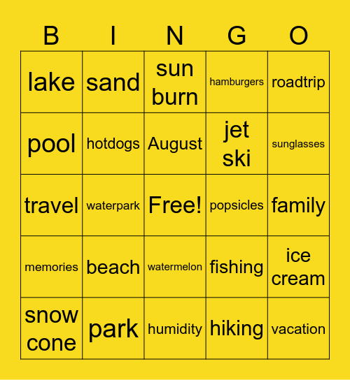 Summer Bingo Card