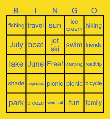 Summer Bingo Card