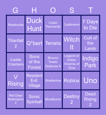 Ghostly Bingo Card