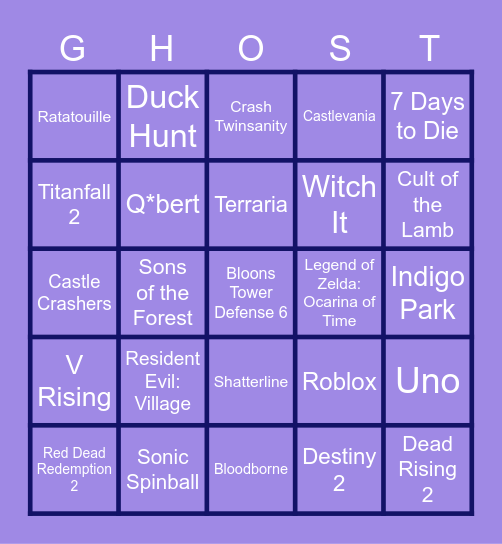 Ghostly Bingo Card