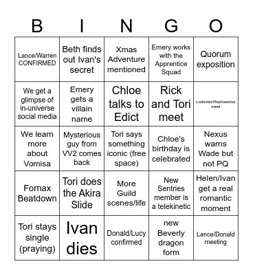 Villains Vignettes 2 Bingo Card