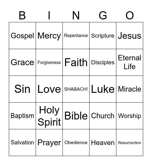 Shabach BINGO Card