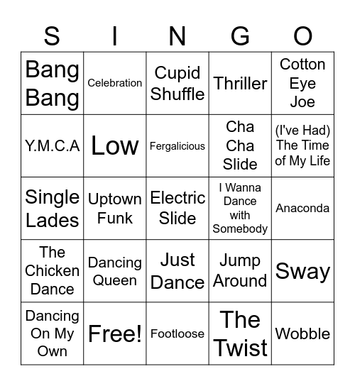 Singo w The Twist Bingo Card