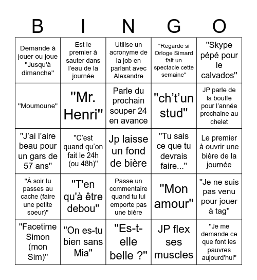 JP Bingo Card