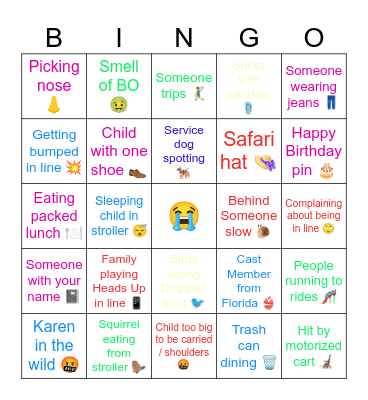 Animal Kingdom Bingo! Bingo Card