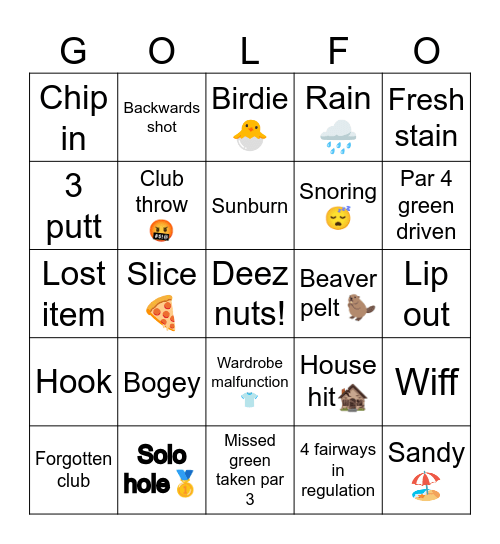 Golf trip 2024 Bingo Card