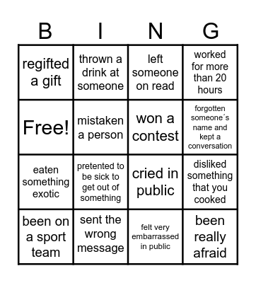 Present Perfect Review Bingo Card