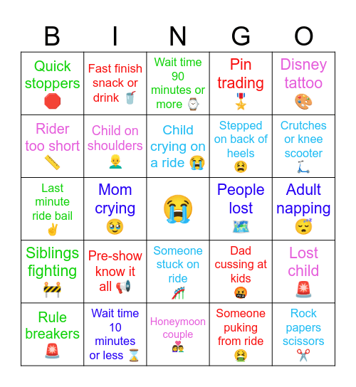 Hollywood Studios Bingo! Bingo Card