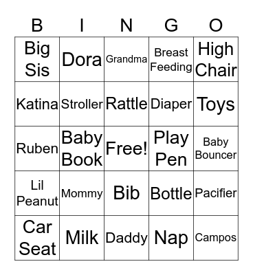 Baby Ruben  Bingo Card