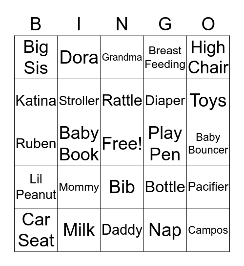 Baby Ruben  Bingo Card