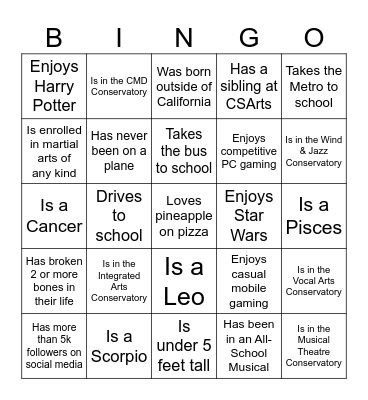 Find someone who... Bingo Card