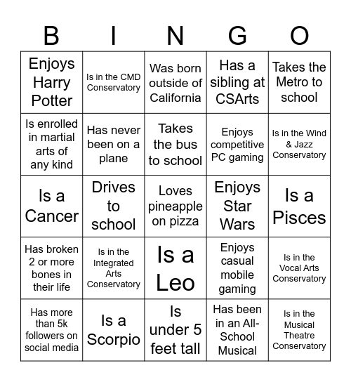 Find someone who... Bingo Card