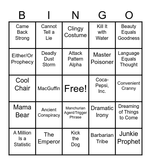 Dune Tropes Bingo Card