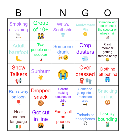 EPCOT Bingo! Bingo Card