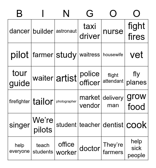 JOBS Bingo Card