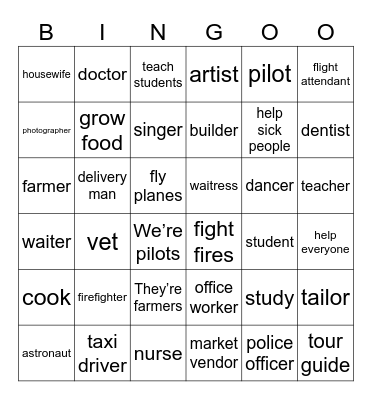 JOBS Bingo Card