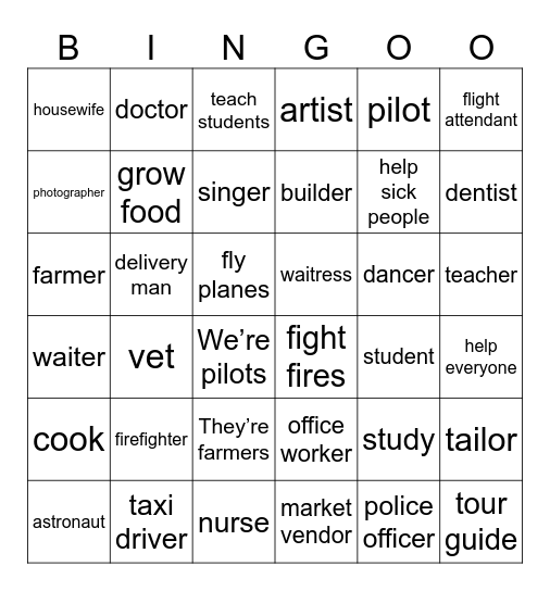 JOBS Bingo Card