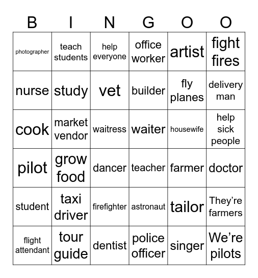 JOBS Bingo Card