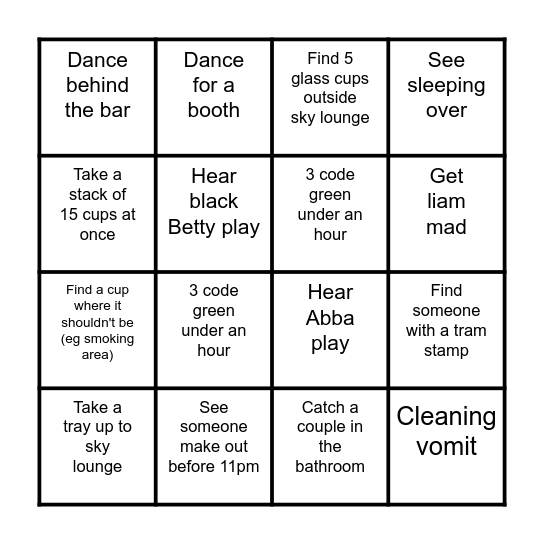 glassie Bingo Card