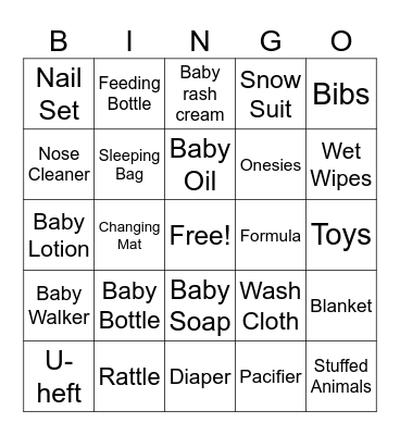 Baby Bingo Card