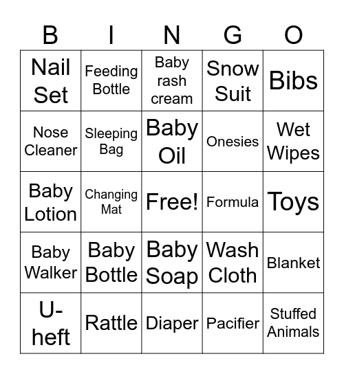 Baby Bingo Card