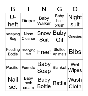 Baby Bingo!!! Bingo Card