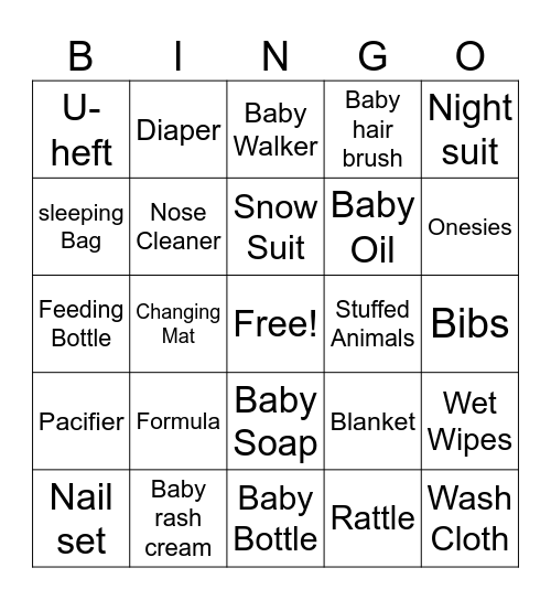 Baby Bingo!!! Bingo Card