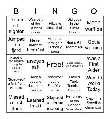 UWC RCN REUNION BINGO Card