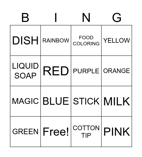 MAGIC MILK BINGO Card