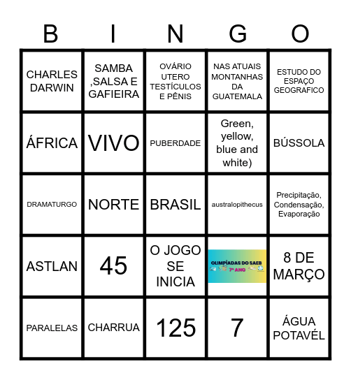 OLIMPÍADAS DO SAEB DA JOÃO MOTOSO Bingo Card