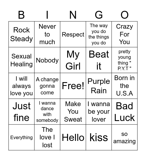 Music BINGO Card