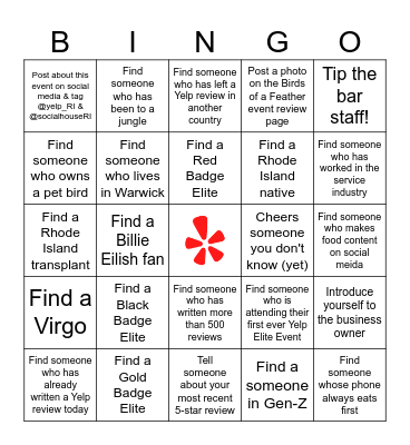 Birds of a Feather Bingo Card