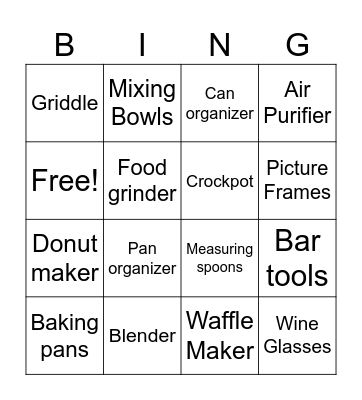 Carissa Bridal Shower Bingo Card