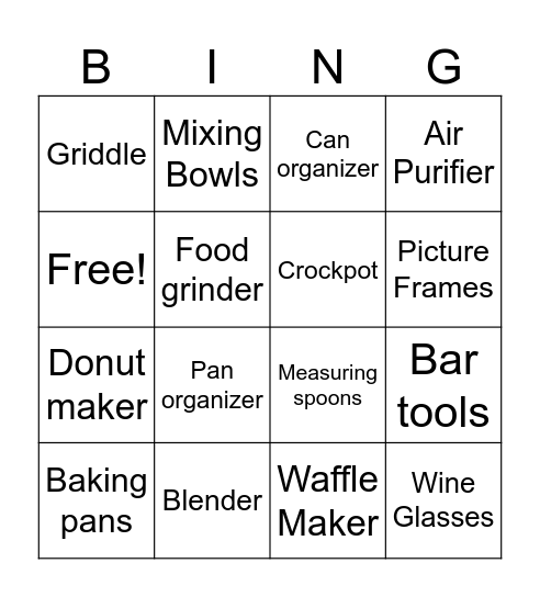 Carissa Bridal Shower Bingo Card