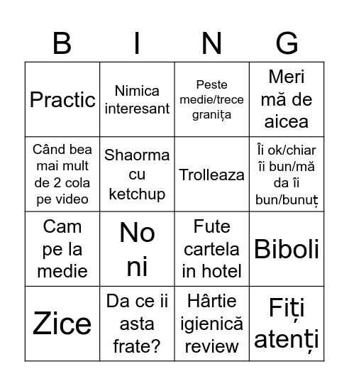 Rege bingo Card
