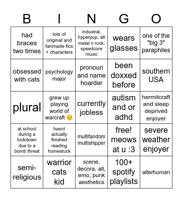 plvshslvt bingo :3 Bingo Card