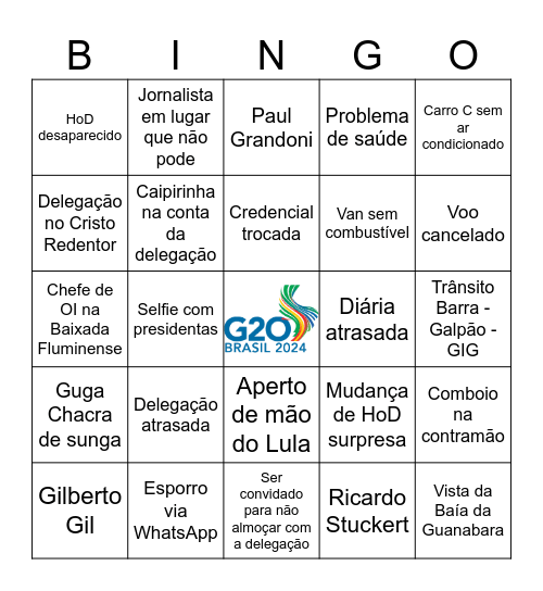 BINGO DO G20 Bingo Card